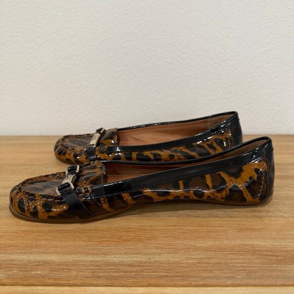Coach Berdina Patent Leather Leopard Cheetah Flats Loafers Moccasins Size 9.5 - Picture 11 of 13